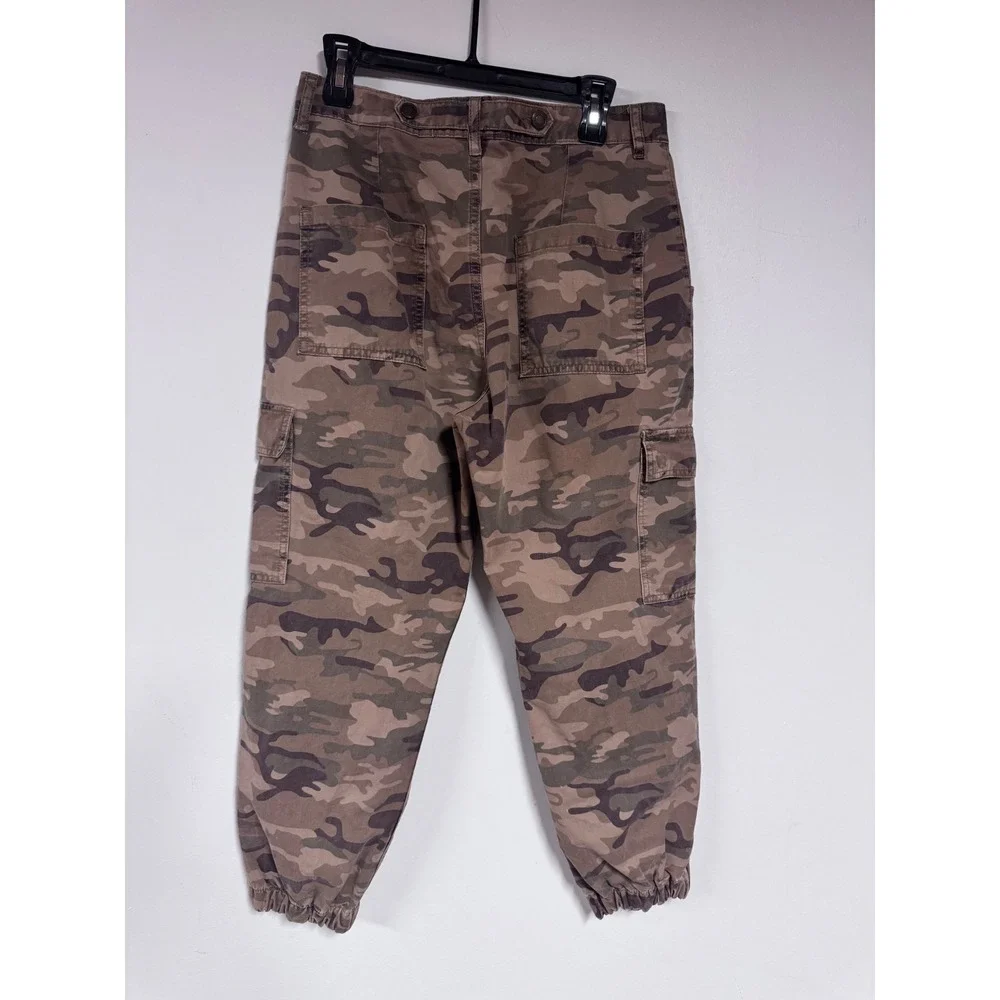 Zara Womens Camo Cargo Jogger Pants High Waisted Camouflage Green Brown Size 6 - Picture 2 of 8